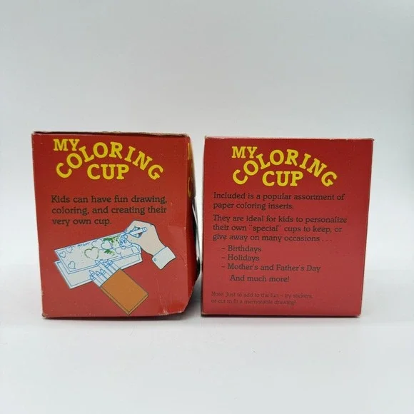 Vida Productions My Coloring Cup Dinosaur Made in USA Lot Of 2 Vintage New - Picture 3 of 6
